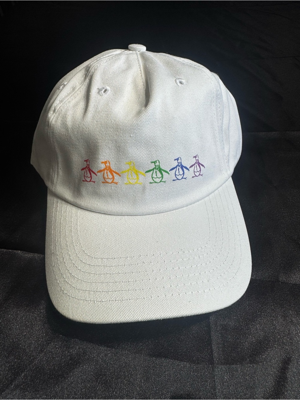 Original Penguin White Cap with Rainbow Strap